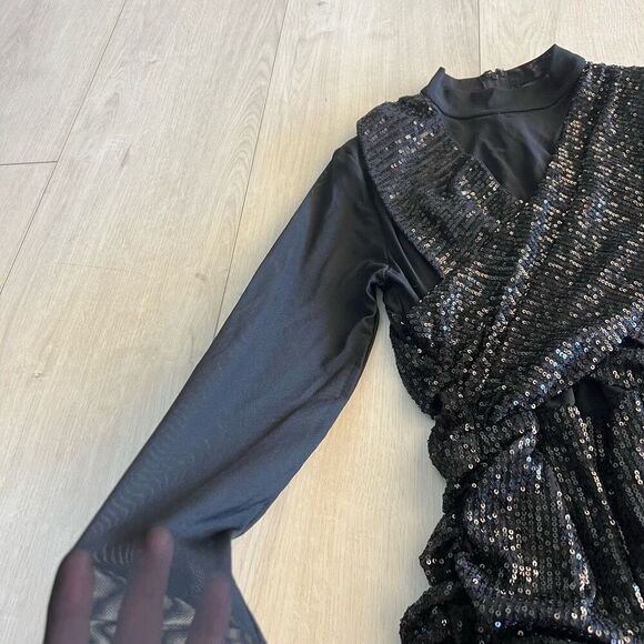 Animari Elegant Black Sequin mini dress size M - Picture 4 of 10